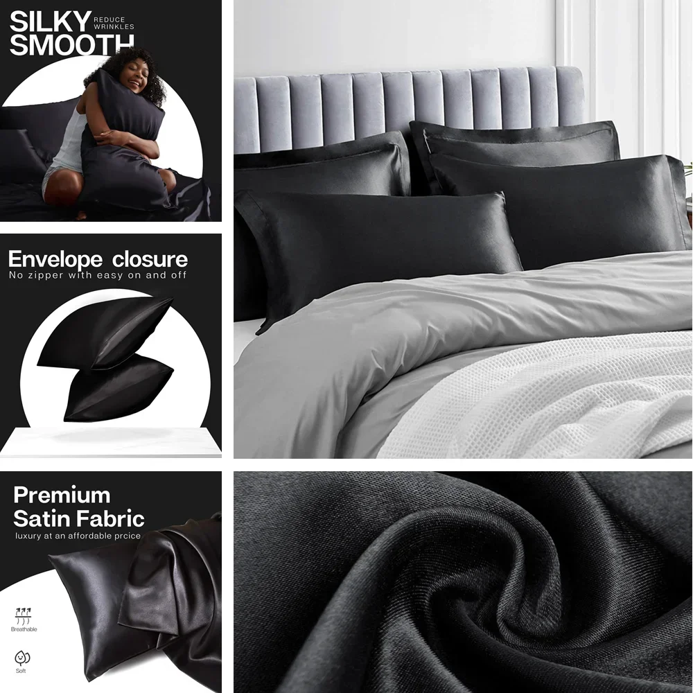2 Pack Satin Pillowcase for Ha - đánh giá và giá Silk Pillowcase