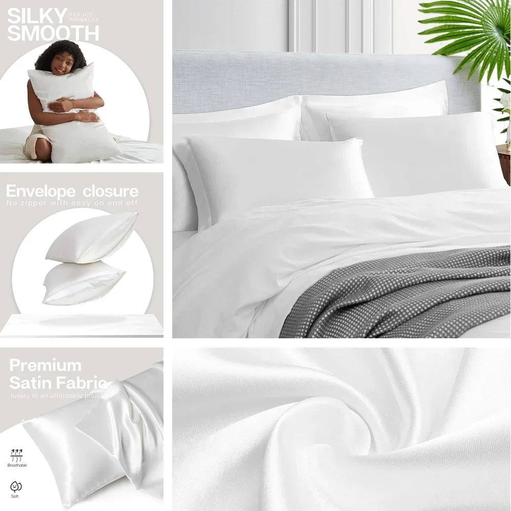 2 Pack Satin Pillowcase for Ha - đánh giá và giá Silk Pillowcase