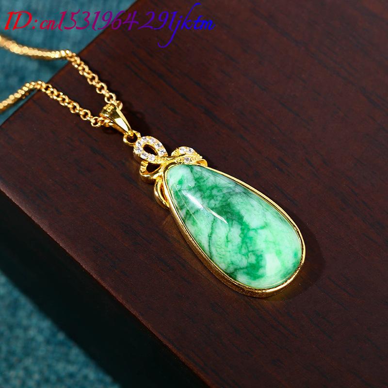 Natural Jade Water Drop Pendan - đánh giá và giá Gold Plated Jewelry