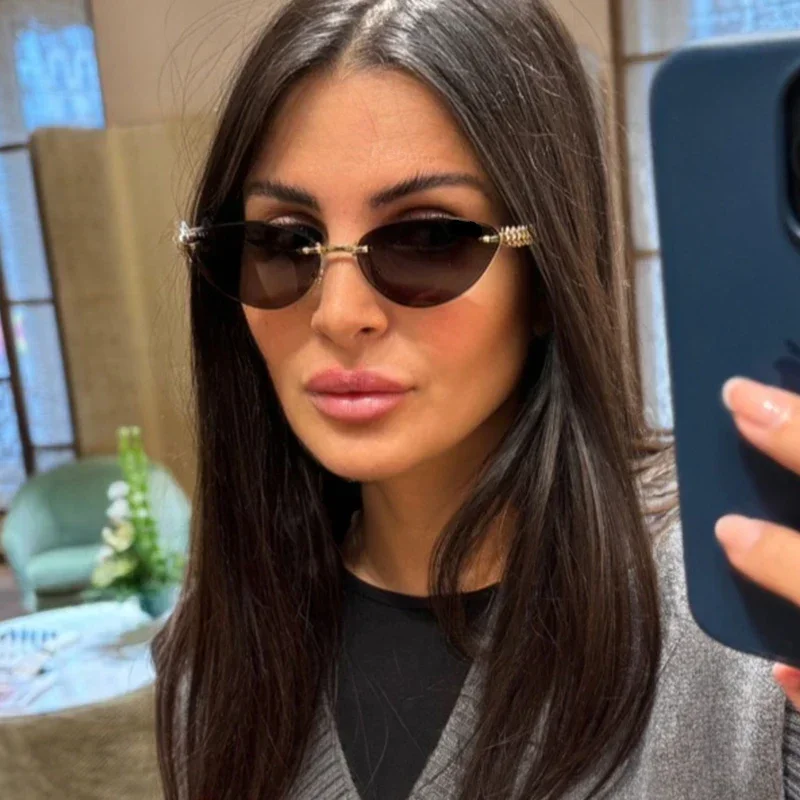 New Cat Eye Rivet Rimless Sung - đánh giá và giá Designer Sunglasses