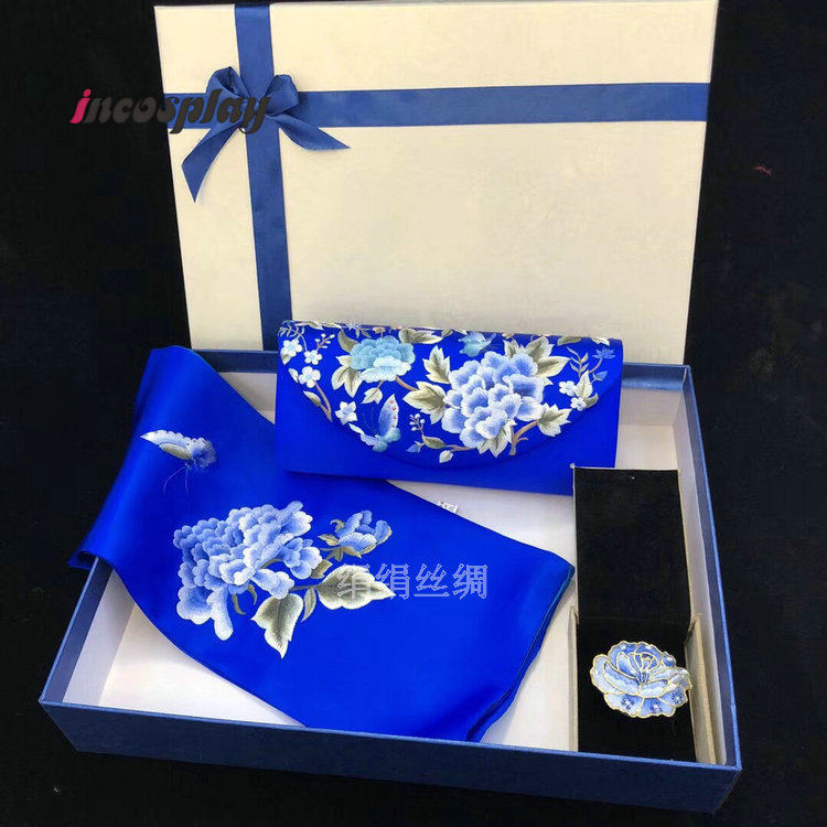 Chinese Embroidery Silk Scarf, - đánh giá và giá Luxury Gift Set