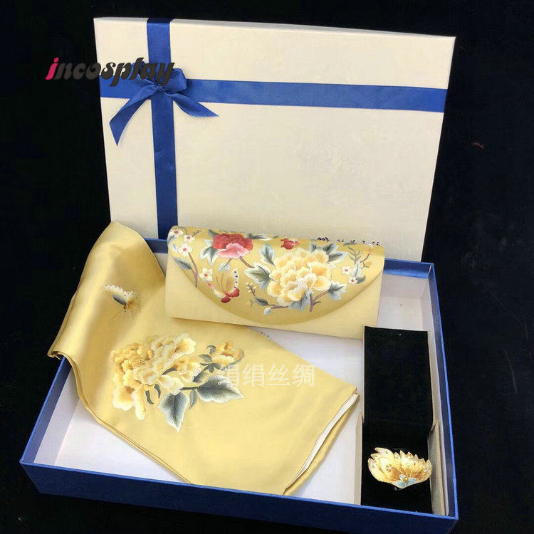 Chinese Embroidery Silk Scarf, - đánh giá và giá Luxury Gift Set