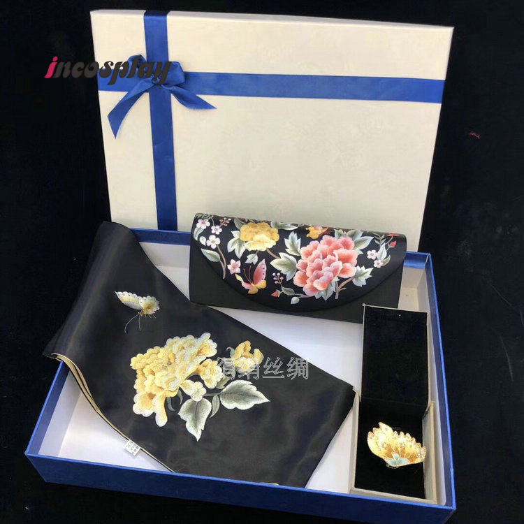 Chinese Embroidery Silk Scarf, - đánh giá và giá Luxury Gift Set