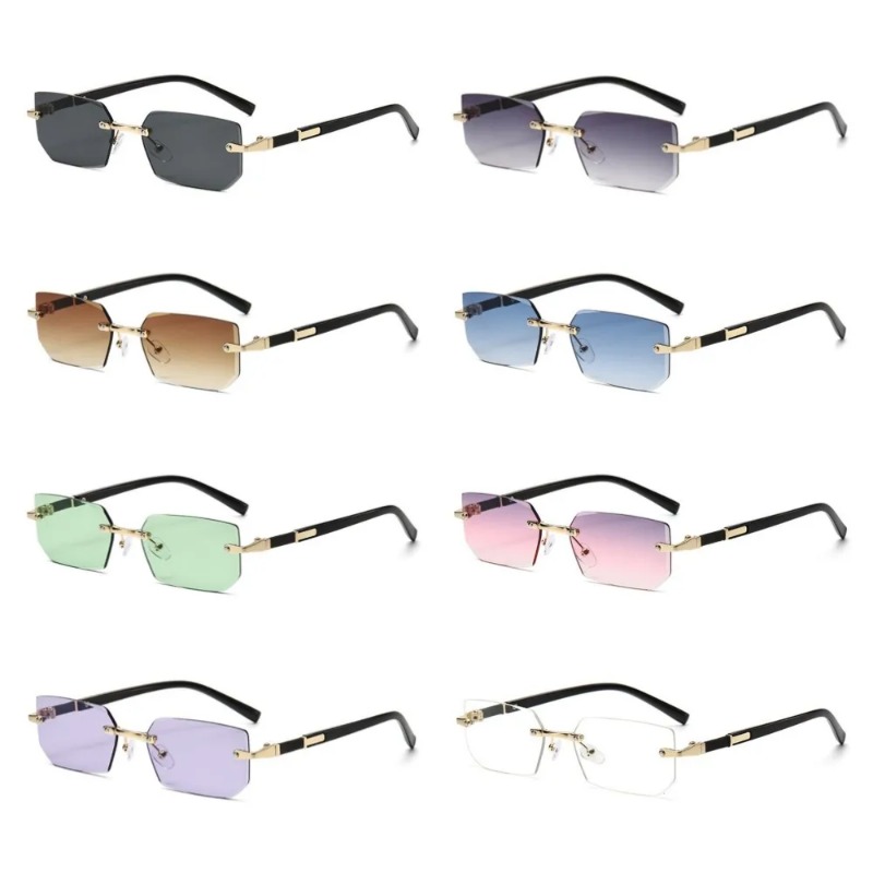 Rimless Cut Edge Rectangle Sun - đánh giá và giá Designer Sunglasses