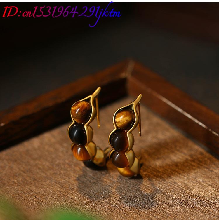 Tiger Eye Pod Earrings Gemston - đánh giá và giá Gold Plated Jewelry